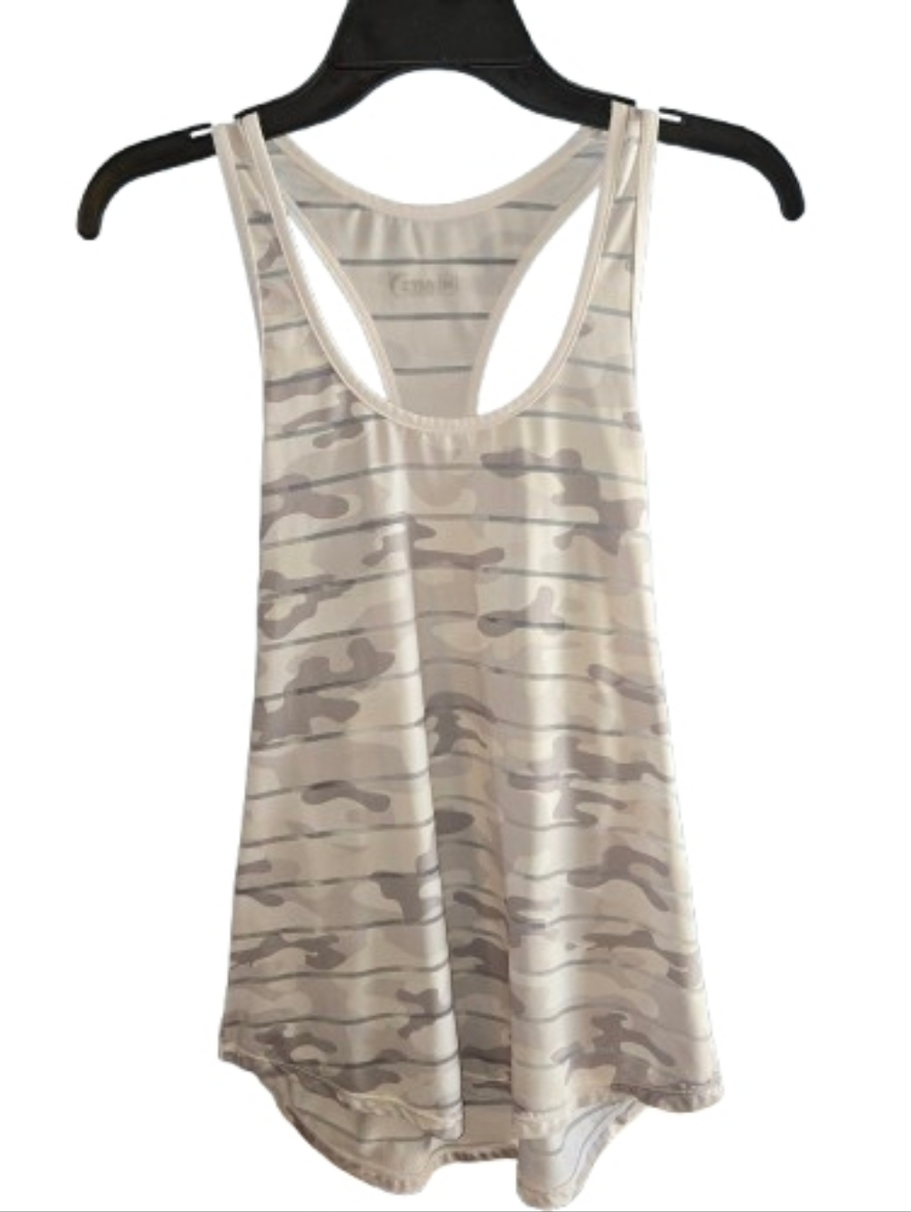 Zyia Active Racer Back White And Gray Camo Tank